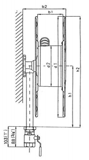 brandslanghaspel technische tekening